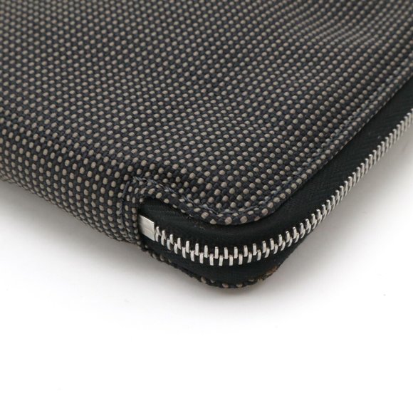 HERMES Hermes Air Line Purse GM Round Long Wallet Passport Case Canvas Grey - Picture 4 of 7